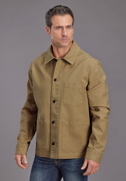 Stetson Mens Solid Canvas Camel Cotton Blend Cotton Jacket