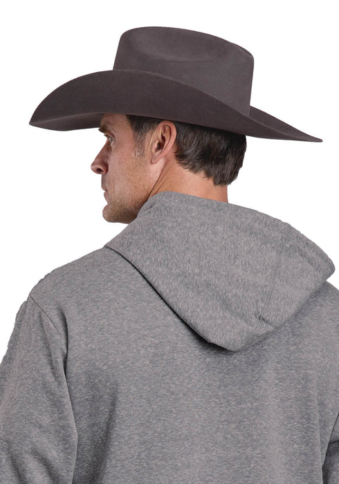 Stetson Mens Script In Circle Grey Cotton Blend Hoodie