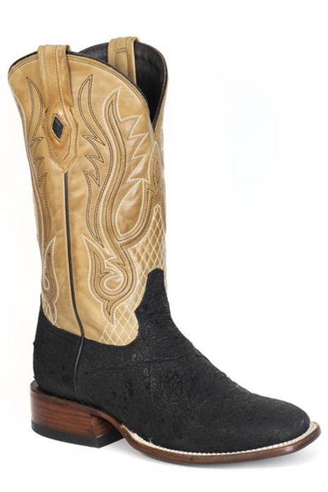 Stetson Mens Thunder 13in Black/Tan Elephant Cowboy Boots