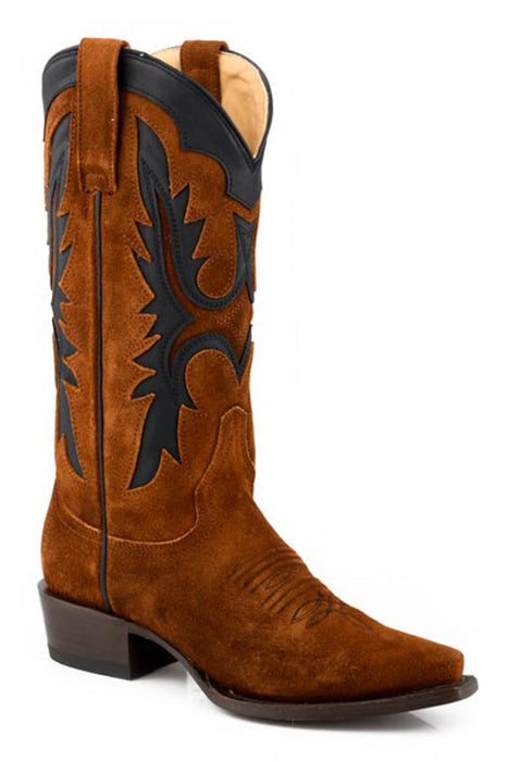 Stetson Womens Cheyenne Ginger/Black Suede 13in Cowboy Boots