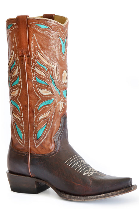Stetson Womens 13in Cora Brown Leather Cowboy Boots