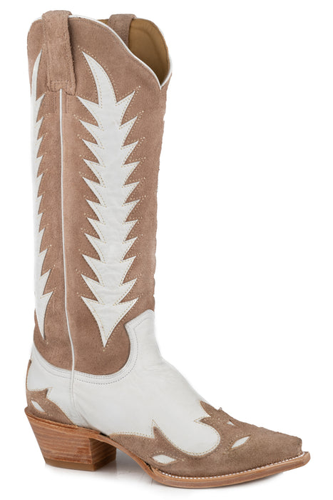 Stetson Womens Beth 15in Almond/Cream Leather Cowboy Boots