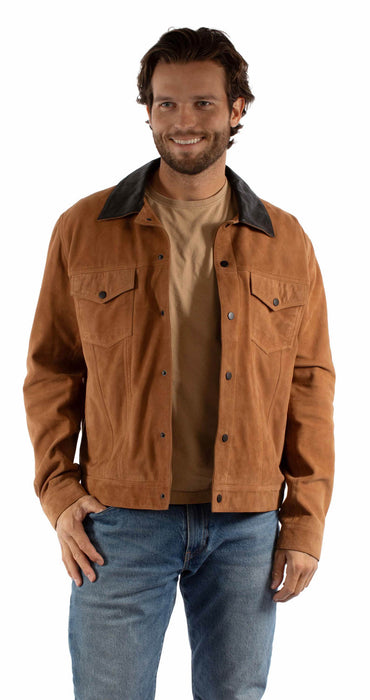 Scully Mens Soft Modern Western Cinnamon Suede Leather Jacket