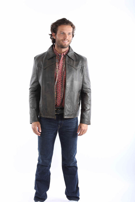 Scully Mens Vintage Distressed Rugged Brown Leather Leather Jacket