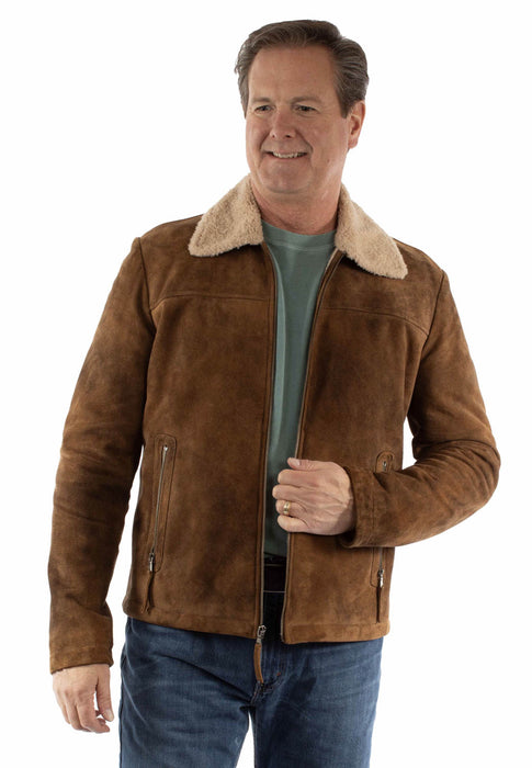 Scully Mens Everyday Sherpa Style Brown Leather Leather Jacket