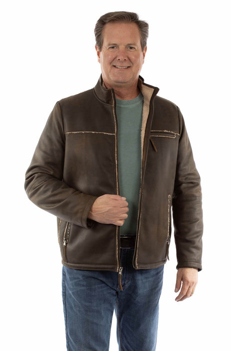 Scully Mens Classic Bomber Brown Leather Leather Jacket