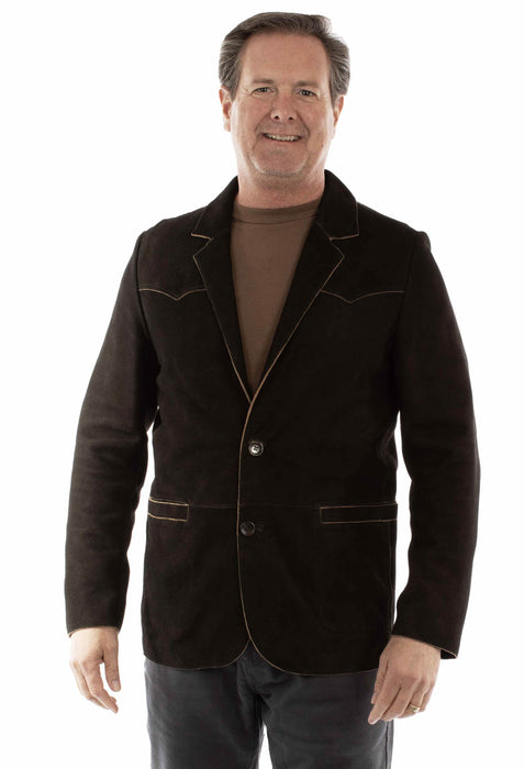 Scully Mens Two Button Western Black Leather Blazer