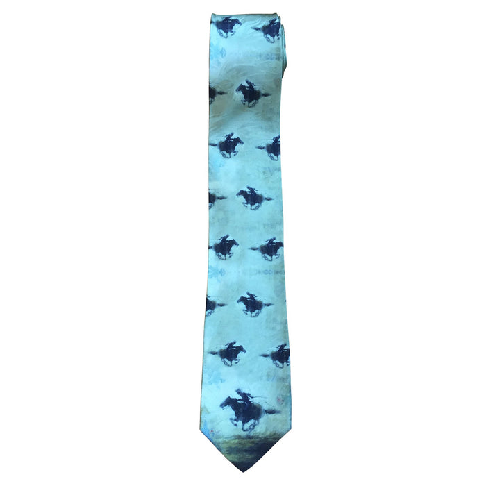 Rockmount Blue/Black 100% Silk Pony Express Terry Gardner Necktie OS