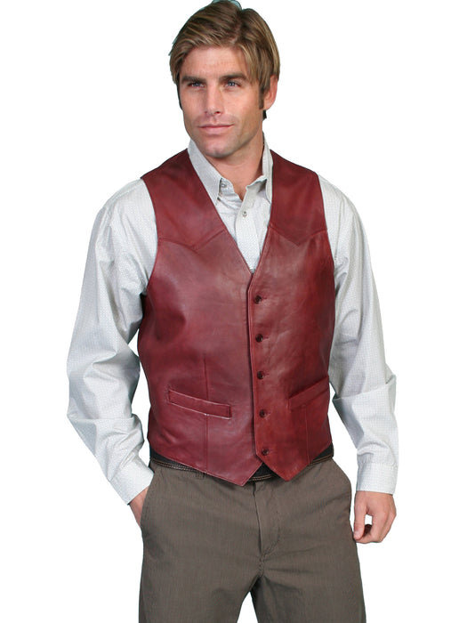 Scully Mens Black Cherry Lambskin Vest