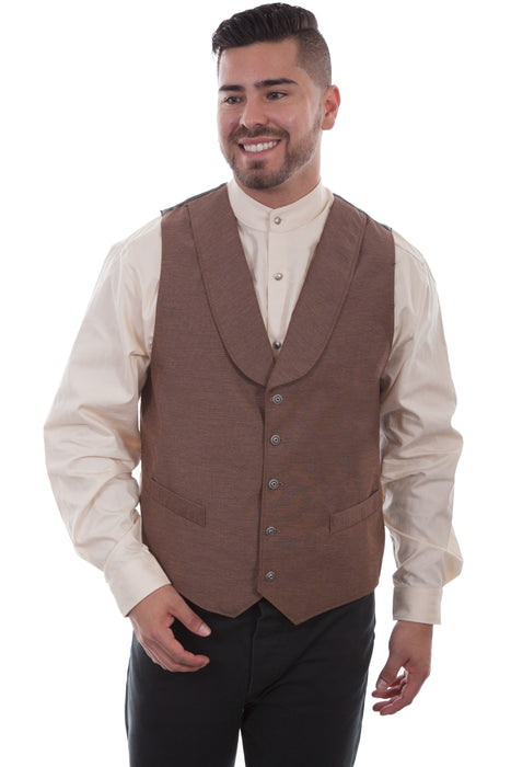 Scully Mens Brown Wool Blend Shawl Collar Vest
