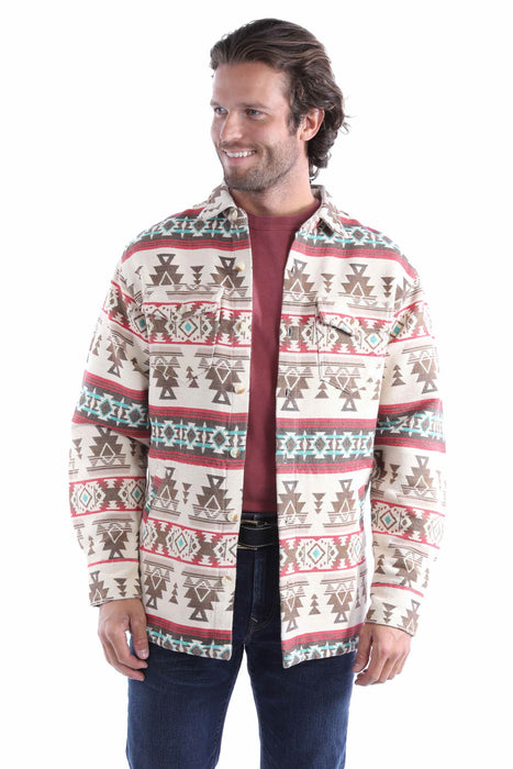 Scully Mens Southwestern Aztec Shirt Natural 100% Cotton Cotton Jacket