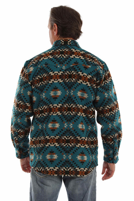 Scully Mens Aztec Design Shirt Turquoise Wool Blend Wool Jacket