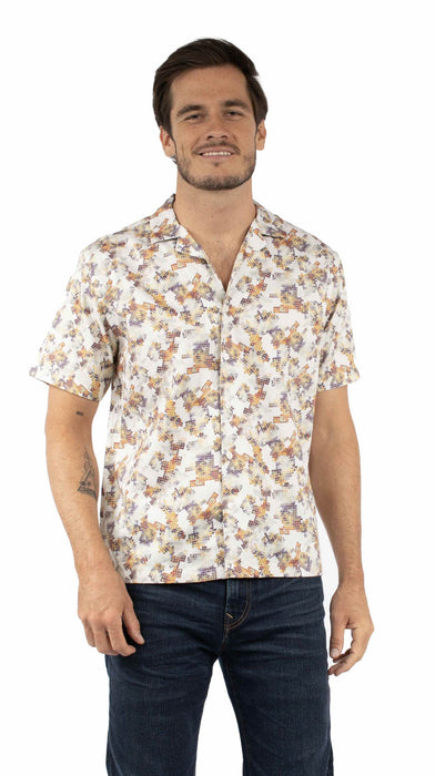 Scully Mens Egyptian Sequin Print Natural 100% Cotton S/S Shirt