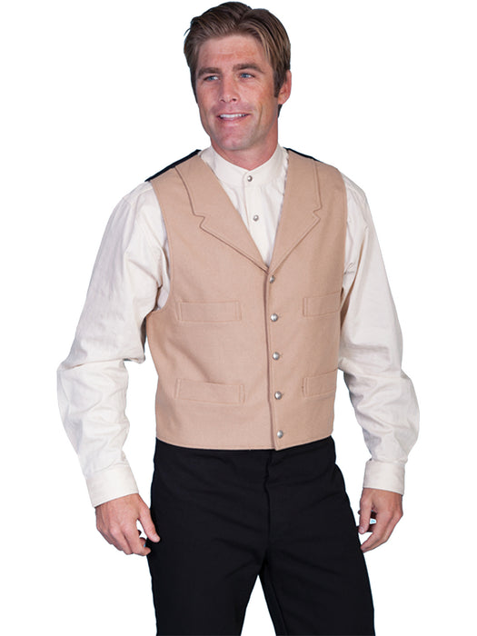 Scully Mens Wahmaker Classic Notched Lapels Vest Tan Poly Blend
