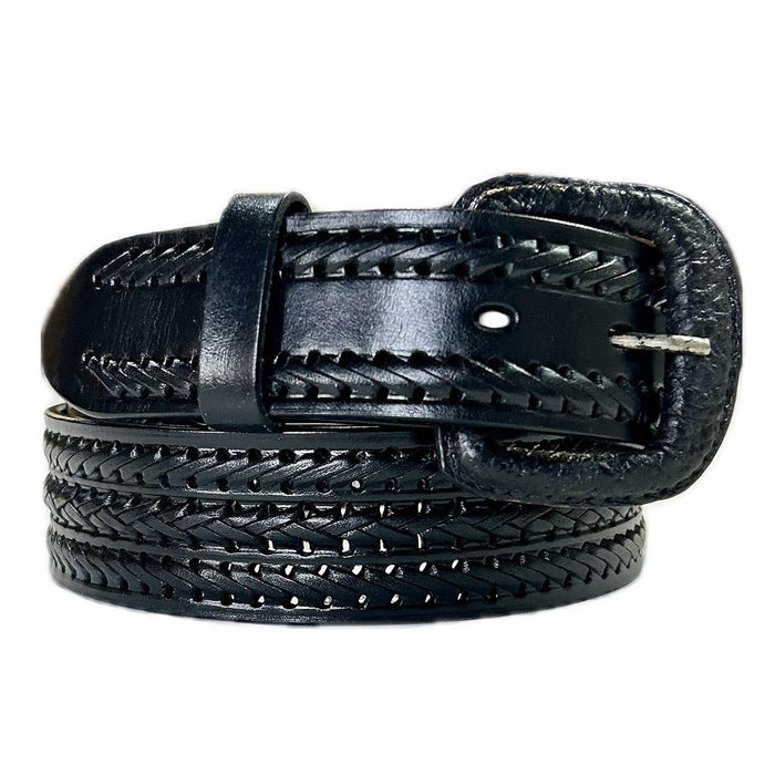 Rockmount Mens Laced and Tooled Western Black Leather Belt