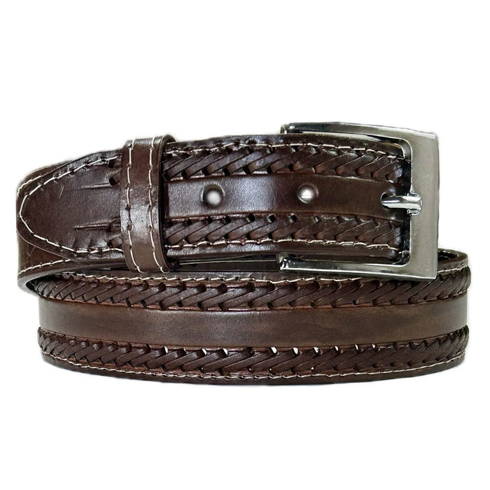 Rockmount Mens Laced and Tooled Western Brown Leather Belt
