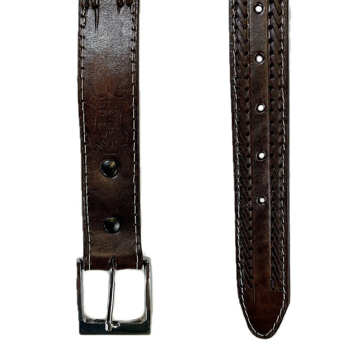 Rockmount Mens Laced and Tooled Western Brown Leather Belt