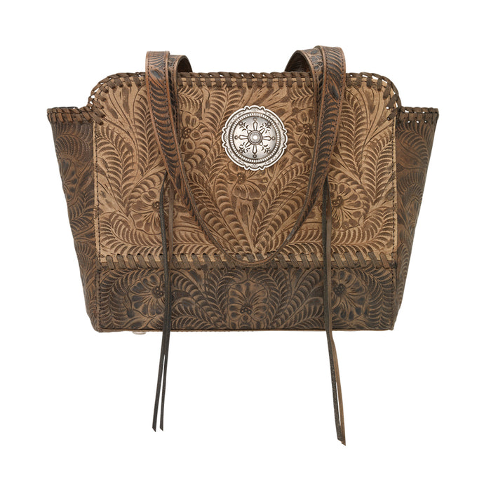 American West Womens Annies Secret Collection Light Tan Leather Handbag Bag