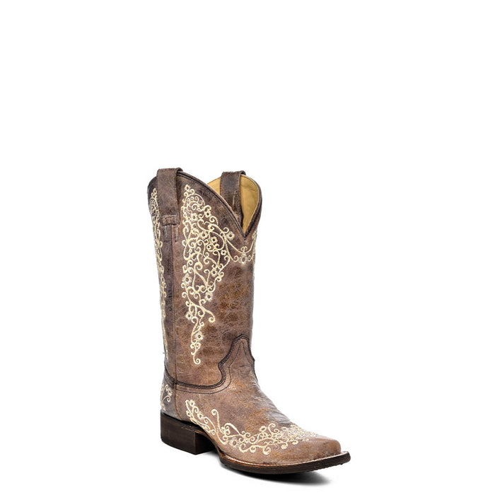 Corral Ladies Embroidery Brown Cowhide Leather Cowgirl Boots
