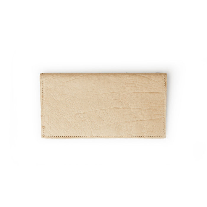 Ferrini Unisex Winter White Leather Smooth Ostrich Checkbook Wallet