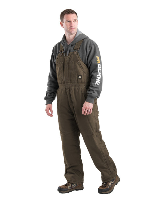 Berne Mens Olive Duck 100% Cotton Insulated Bib Overall