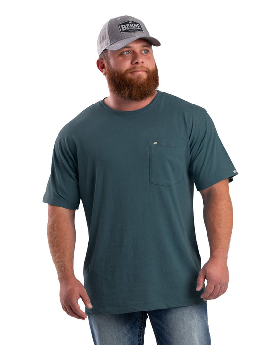Berne Mens Performance Pocket Tee Tapestry Blue Cotton Blend S/S T-Shirt