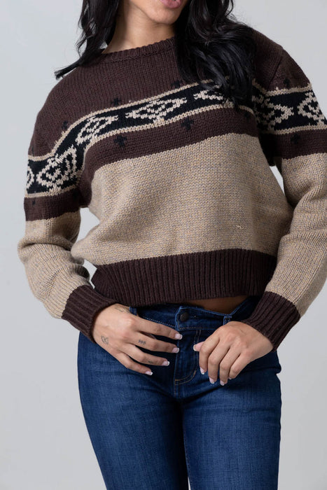 Kimes Ranch Womens Chama Crew WW Brown Wool Blend Sweater
