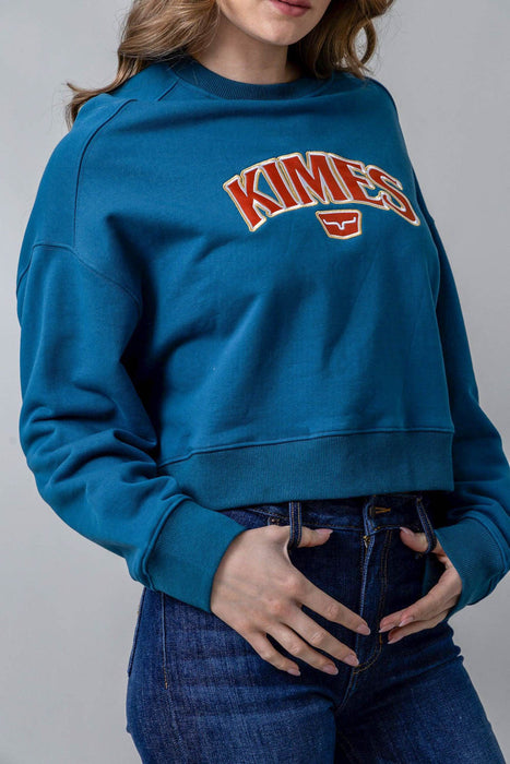 Kimes Ranch Womens Colfax Crew Mid Blue 100% Cotton Sweatshirt