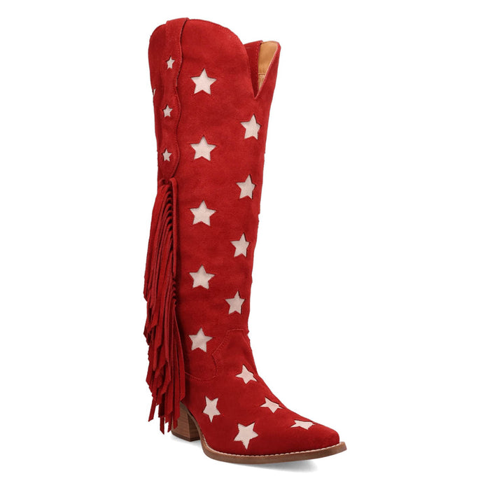 Dingo Womens Super Star Red Suede Cowboy Boots