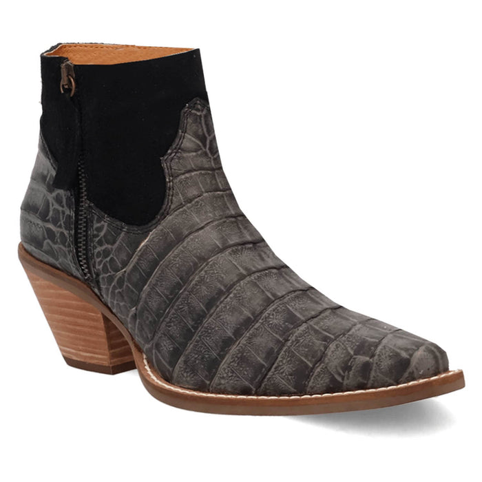 Dingo Womens Rickieie Black Leather Ankle Boots