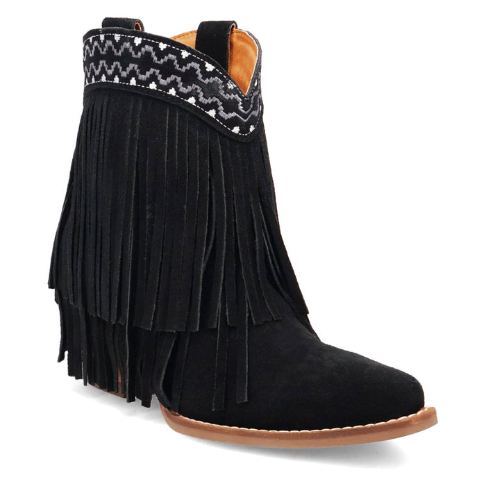 Dingo Womens Tapadero Bootie Black Suede Cowboy Boots