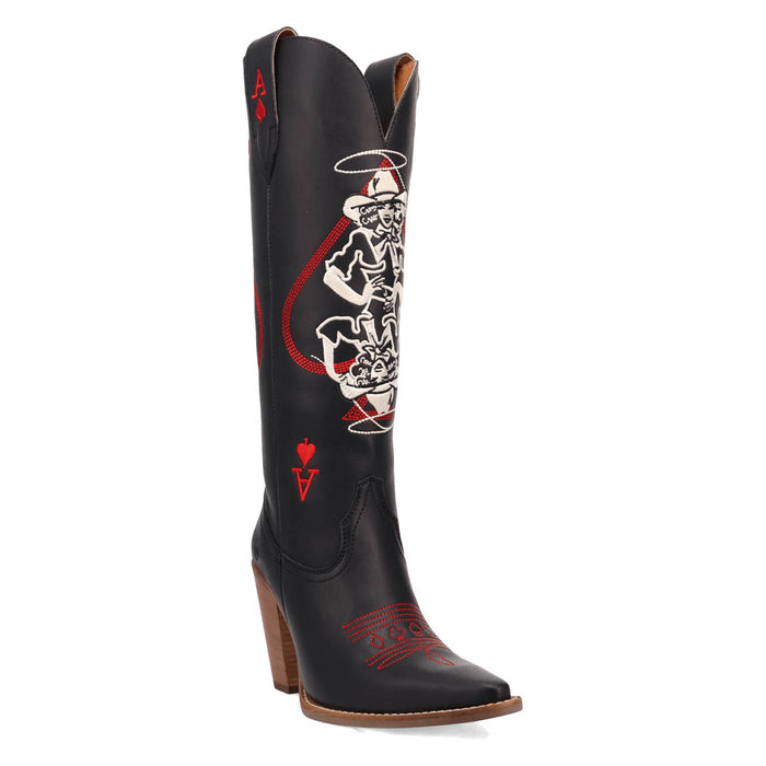 Dingo Womens Ace Of Spades Black Leather Cowboy Boots