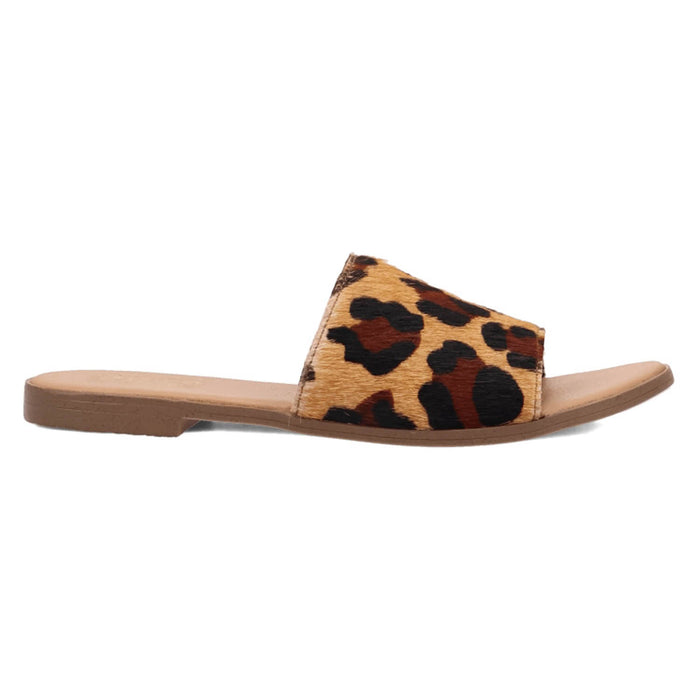 Dingo Womens Tabby Leopard Hair-on-Hide Slide Sandals Shoes