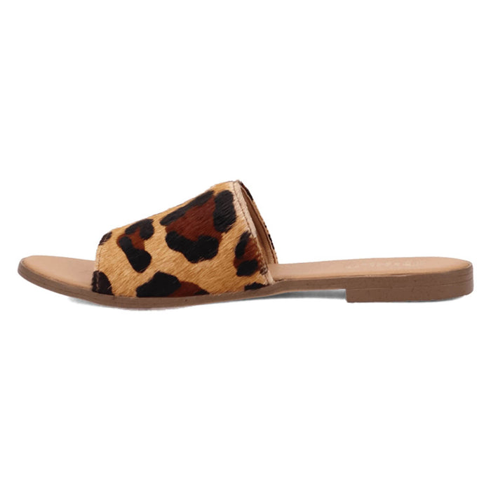 Dingo Womens Tabby Leopard Hair-on-Hide Slide Sandals Shoes