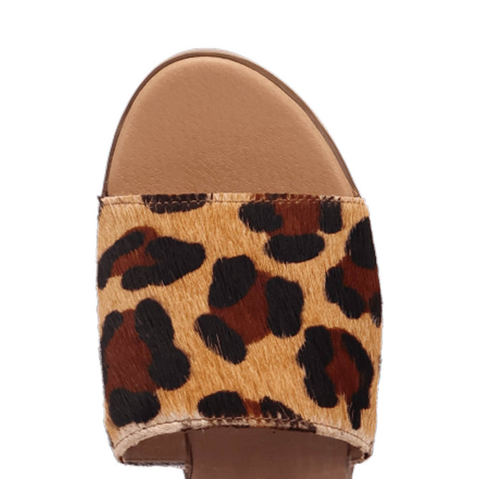 Dingo Womens Tabby Leopard Hair-on-Hide Slide Sandals Shoes