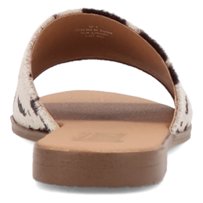 Dingo Womens Tabby Cow Print Hair-on-Hide Slide Sandals Shoes