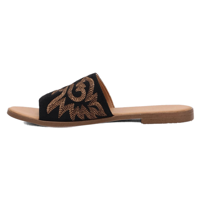 Dingo Womens Lasso Black Suede Slide Sandals Shoes