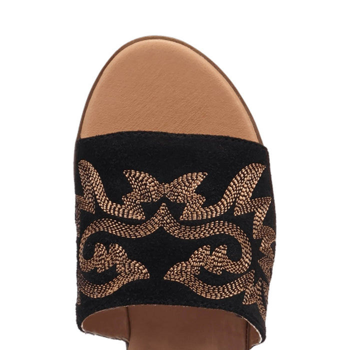 Dingo Womens Lasso Black Suede Slide Sandals Shoes