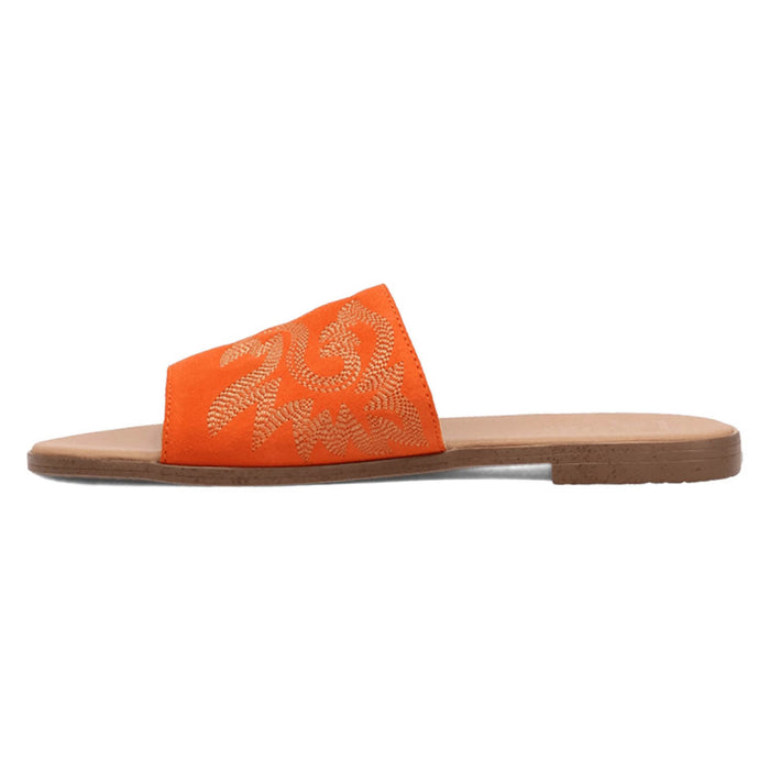 Dingo Womens Lasso Orange Suede Slide Sandals Shoes