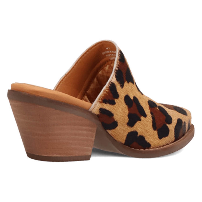 Dingo Womens Calico Leopard Hair-on-Hide 2in Heel Mules Shoes