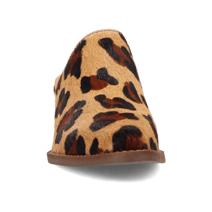 Dingo Womens Calico Leopard Hair-on-Hide 2in Heel Mules Shoes