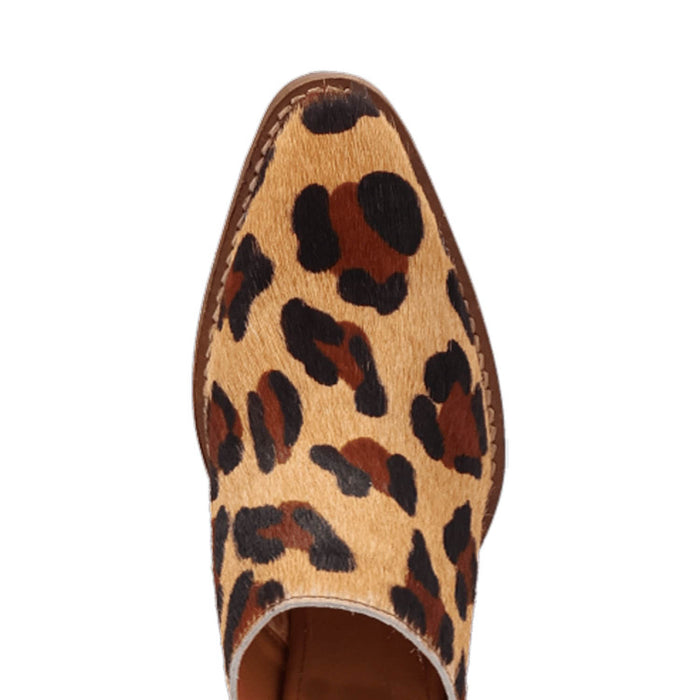 Dingo Womens Calico Leopard Hair-on-Hide 2in Heel Mules Shoes