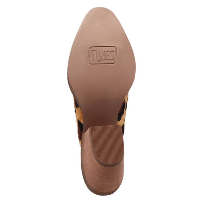 Dingo Womens Calico Leopard Hair-on-Hide 2in Heel Mules Shoes