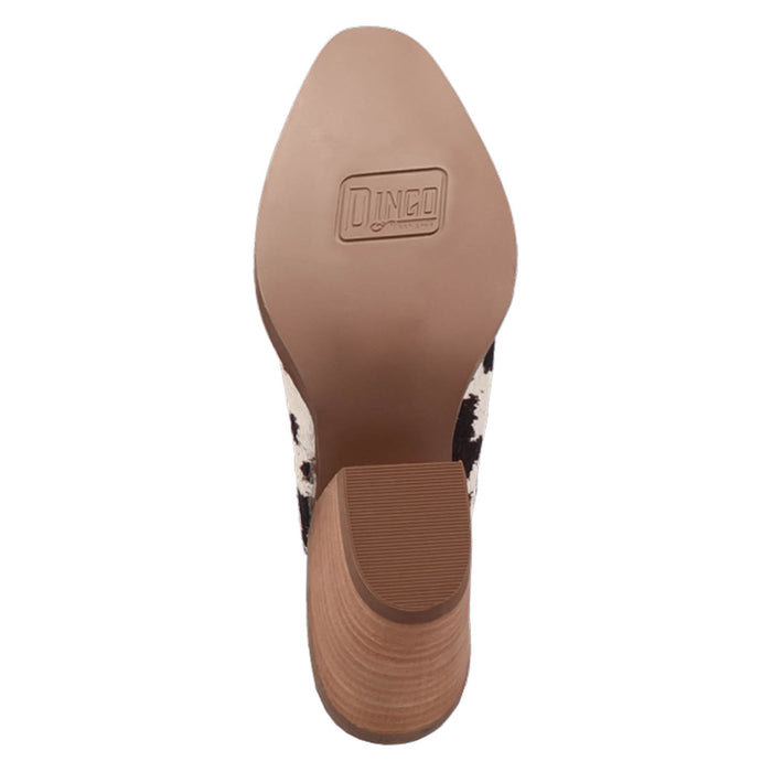 Dingo Womens Calico Cow Print Hair-on-Hide 2in Heel Mules Shoes