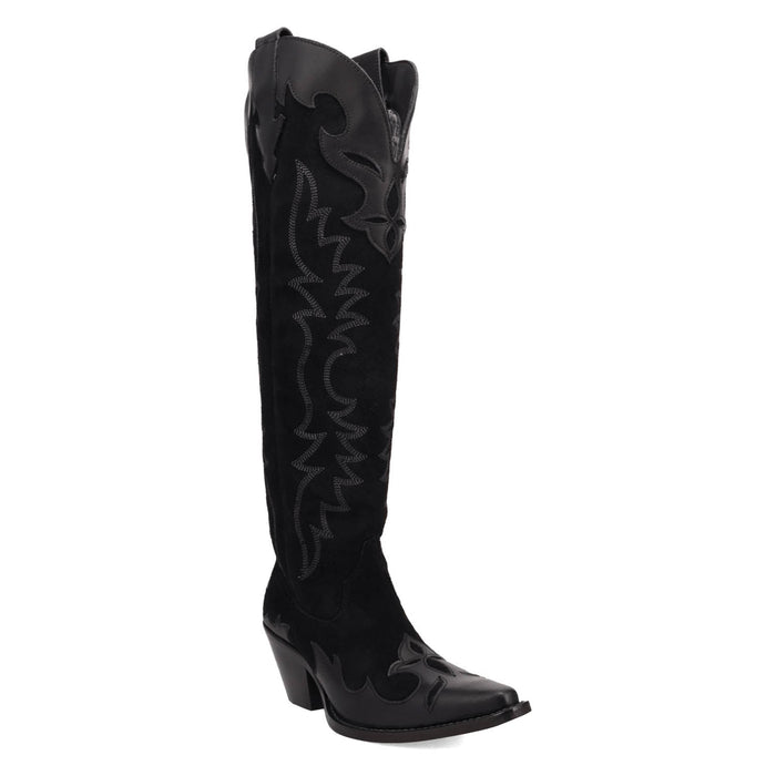 Dingo Womens Drama Queen Black Suede 18in Cowboy Boots