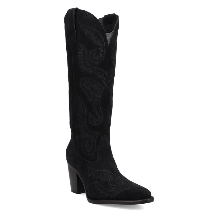 Dingo Womens Evita Black Suede 16in Cowboy Boots