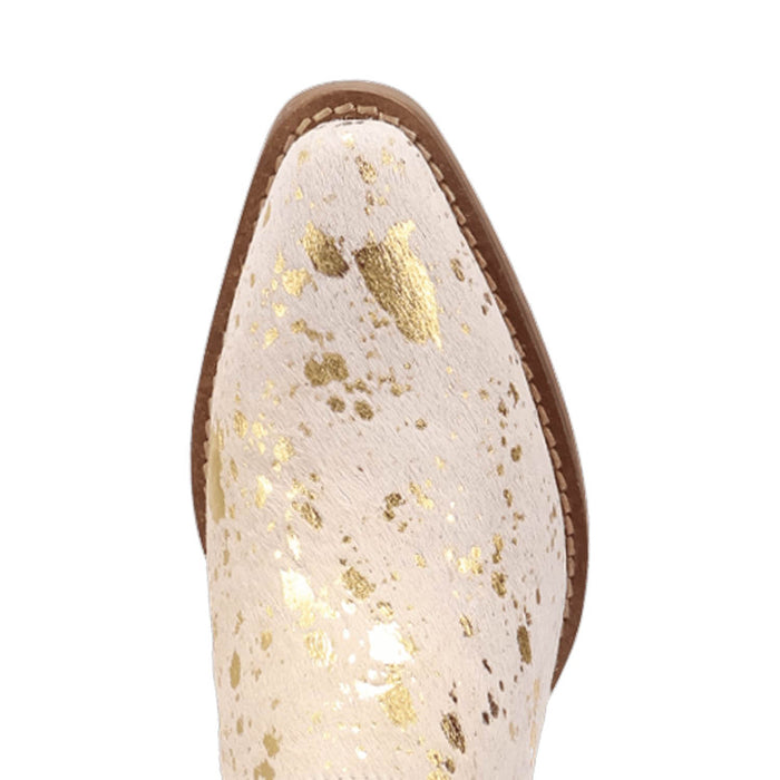 Dingo Womens Cash Cow Gold Hair-on-Hide 2.5in Heel Mules Shoes