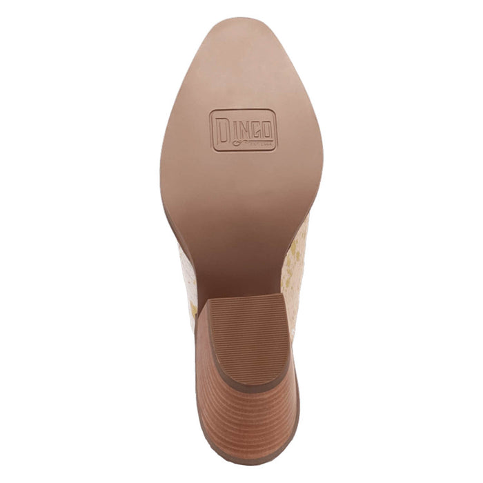 Dingo Womens Cash Cow Gold Hair-on-Hide 2.5in Heel Mules Shoes
