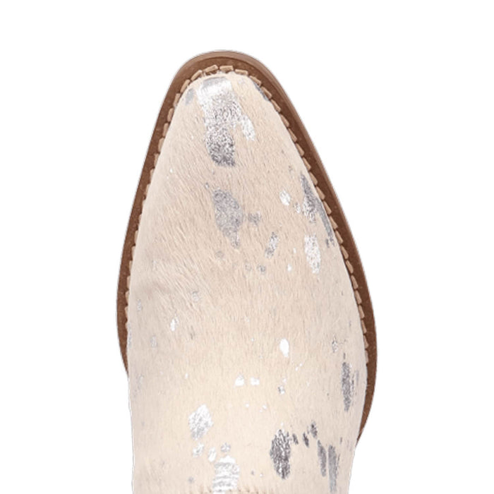 Dingo Womens Cash Cow Silver Hair-on-Hide 2.5in Heel Mules Shoes