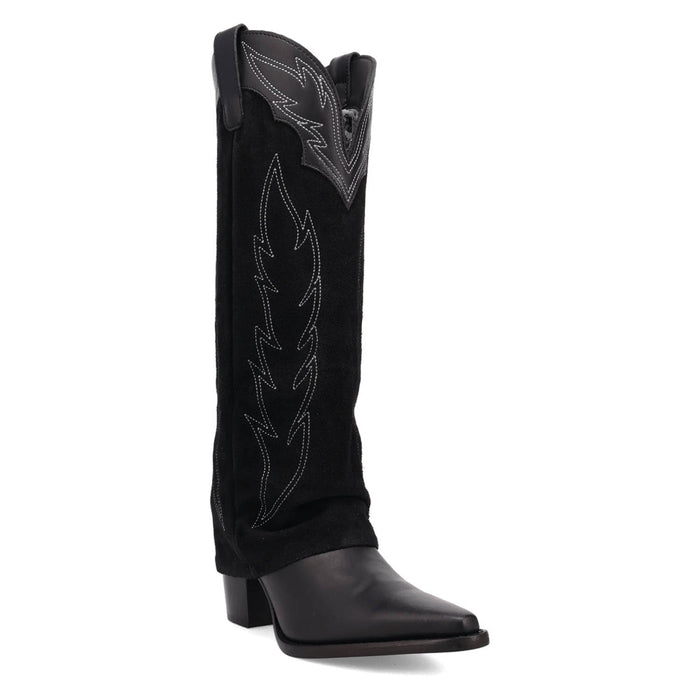 Dingo Womens Wild Horses Black Leather 16in Cowboy Boots